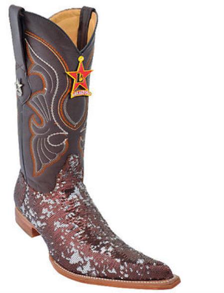 Mensusa Products Men's Los Altos Sequin Fashion Design Western Cowboy Boots Brown 6x Toe1