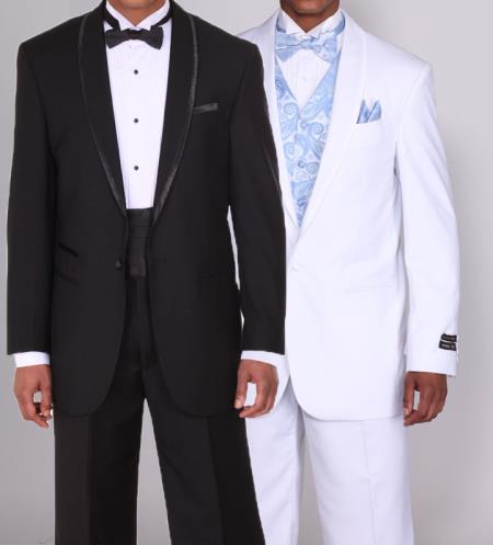 Mensusa Products Men's 2 Pieces High Fashion Slick One Button Black/White Tuxedo Suit