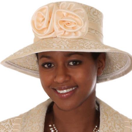 Mensusa Products New Lynda's Women Gold Derby Hat Brim Church Bridal Shower Hat