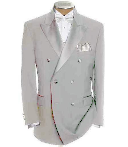 Mensusa Products Double Breasted Tuxedo Shirt & Bow Tie Package 6 on 2 Button Closer Style Jacket Off White