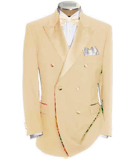 Mensusa Products Double Breasted Tuxedo Shirt & Bow Tie Package 6 on 2 Button Closer Style Jacket Cream