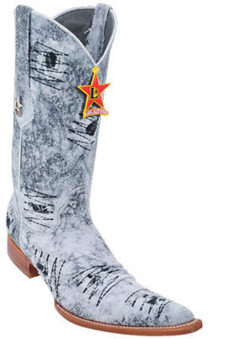 Mensusa Products Men's Los Altos Cowboy Fashion Western Boots Handmade Denim Rustic White 6x Toe