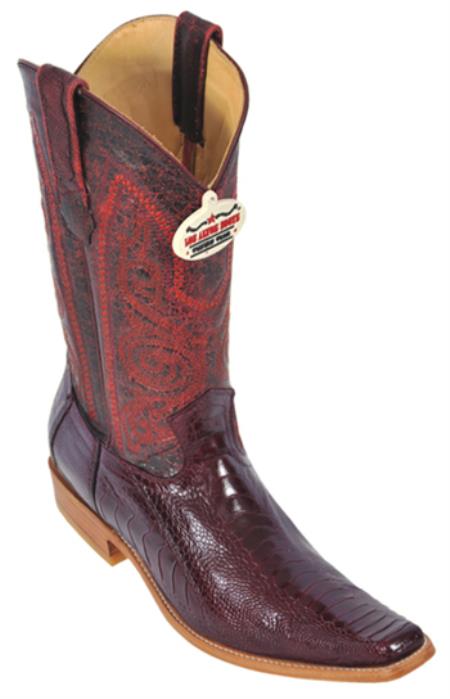 Mensusa Products Ostrich Leg Burgundy Los Altos Mens Western Boots Cowboy Design Square Toe