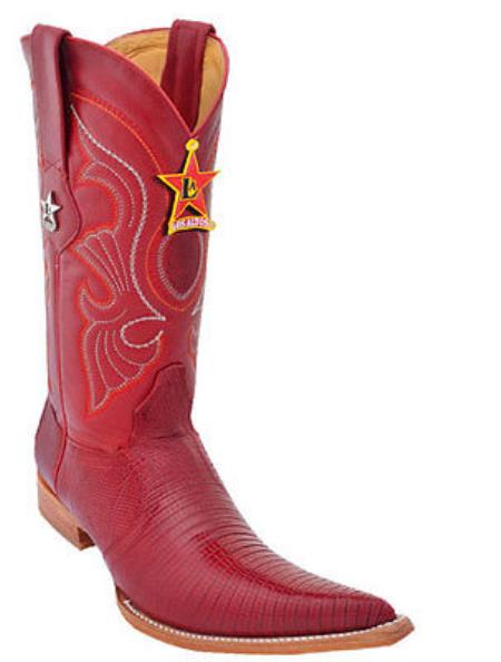 Mensusa Products Men's Los Altos Cowboy Boots Teju Lizard 6x Toe Western Style Leather Red