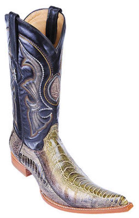 Mensusa Products Ostrich Leg Handmade Rustic Green Los Altos Mens Cowboy Boots Western Classics