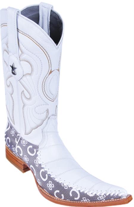 Mensusa Products Eel Classy Vintage Riding White Los Altos Mens Western Boots Cowboy Classics