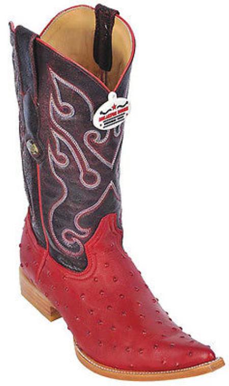 Mensusa Products Ostrich Print Riding Red Los Altos Men's Western Boots Cowboy Classics