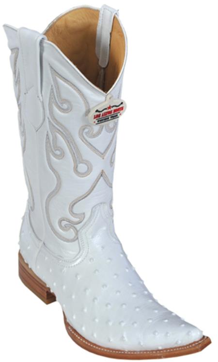 Mensusa Products Ostrich Print White Los Altos Men's Cowboy Boots Western Classics Style