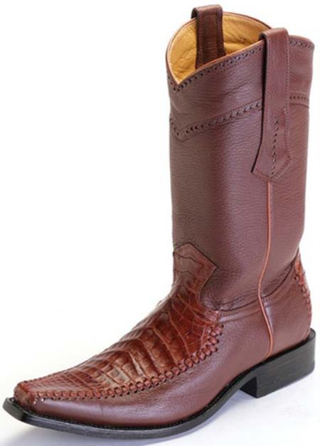 Mensusa Products Caiman Belly Cognac Brown Vintage Los Altos Men's Cowboy Boots Western Riding 290