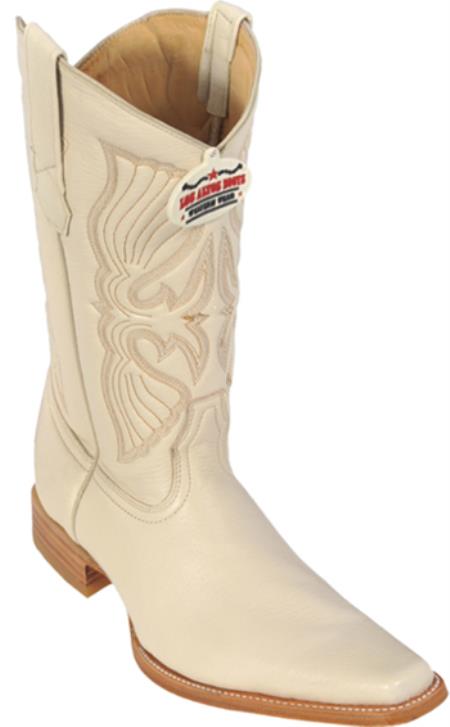 Mensusa Products Deer Winter White Los Altos Mens Western Boots Cowboy Fashion Square Toe