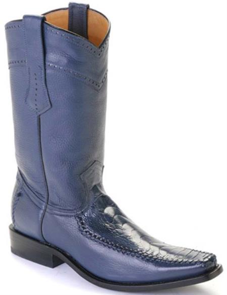 Mensusa Products Ostrich Leg Blue Jean Los Altos Mens Cowboy Boots Western Fashion Square Toe
