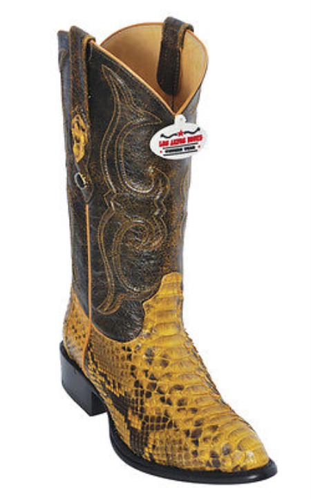 Mensusa Products Python Skin Buttercup Yellow Los Altos Mens Western Boots Cowboy Classics Style