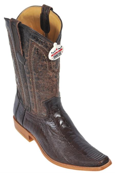 Mensusa Products Ostrich Leg Brown Los Altos Mens Western Boots Cowboy Design Square Toe