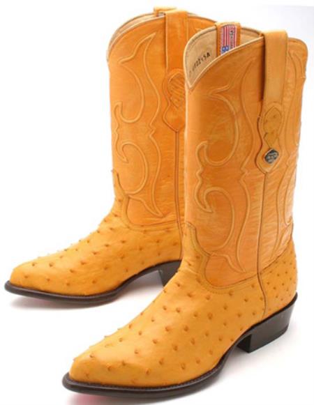 Mensusa Products Full Quill Ostrich Buttercup Yellow Los Altos Mens Western Boots Cowboy Classics 320