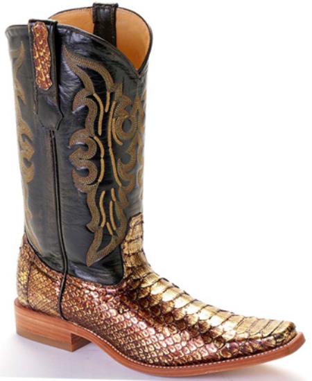 Mensusa Products Python Skin Gold Los Altos Men's Western Boots Western Riding Classics Design