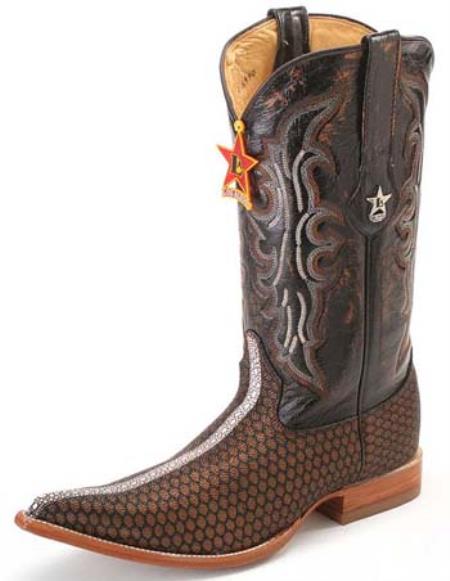 Mensusa Products Stingray Print Los Altos Honey Comb Brown Men's WESTERN Cowboy Boots 3X Toe 205