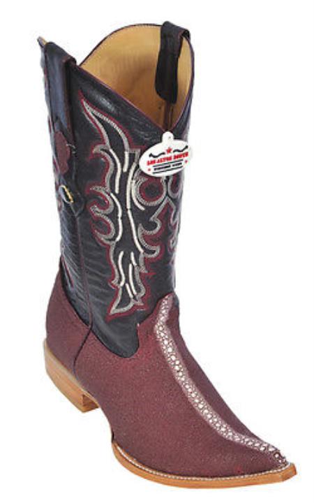 Mensusa Products Stingray Rowstone Print Los Altos Burgundy Men's WESTERN Cowboy Boots 3X Toe 205