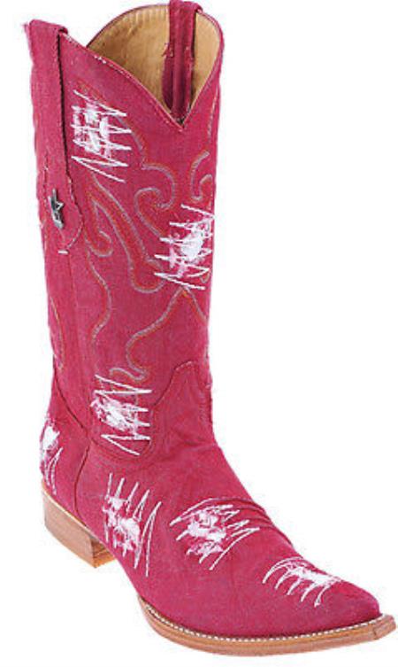 Mensusa Products Denim Red Mens Cowboy Fashion Los Altos Western Boots Riding Handmade Fabric