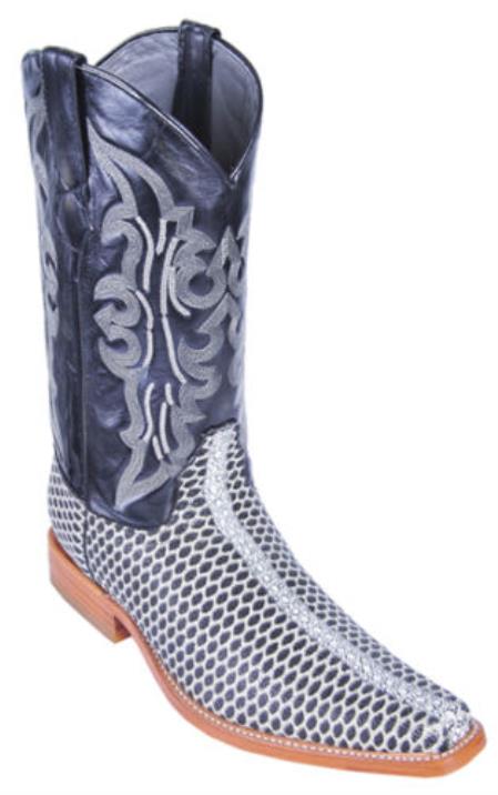 Mensusa Products Stingray Print Design Los Altos Rustic Black Silver Mens Cowboy Boots Square Toe 205