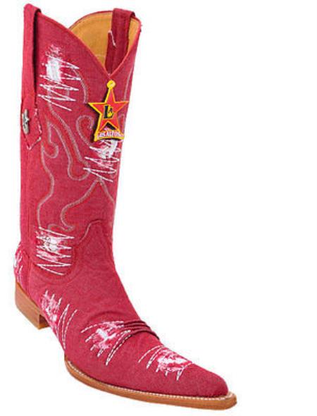 Mensusa Products Men's Los Altos Cowboy Fashion Western Boots Handmade Denim Fabric Red 6x Toe