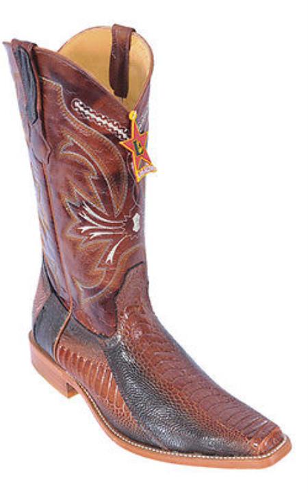 Mensusa Products Ostrich Leg Cognac Brown Color Los Altos Mens Cowboy Boots Vintage Wear Riding