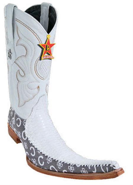 Mensusa Products Men Cowboy Boots Los Altos Western Python Leather Vintage Fashion White