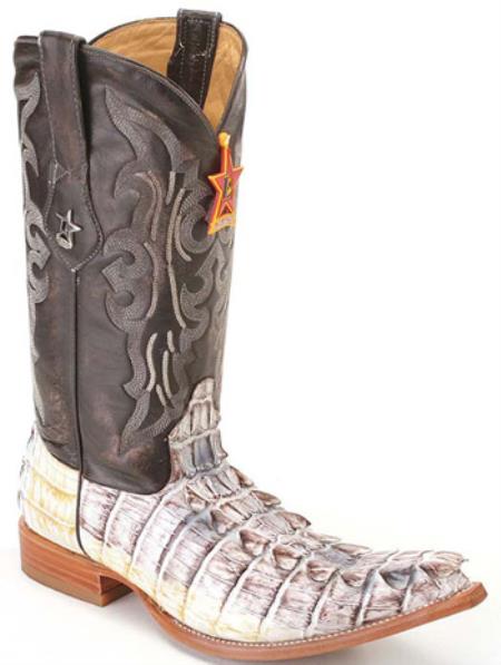 Mensusa Products Nile Croc TaPrint Beige Los Altos Men Cowboy Boots Western Rider Style