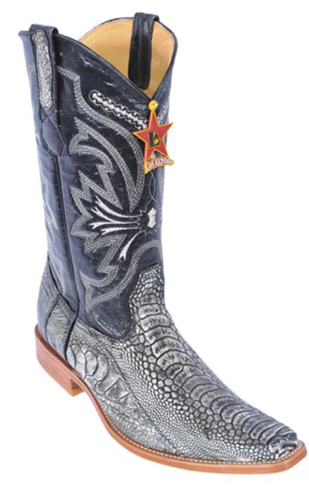 Mensusa Products Ostrich Leg Vintage Rustic Black Los Altos Mens Cowboy Boots Western Riding