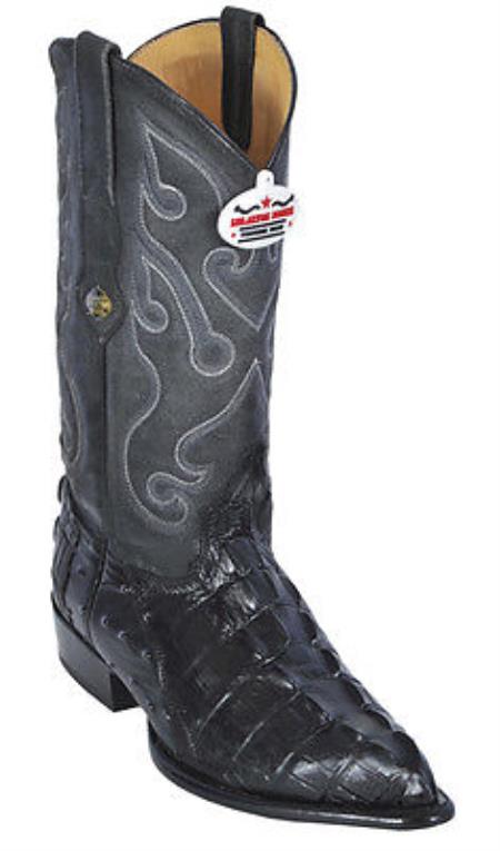Mensusa Products Croc TaOstrich Print Leather Black Los Altos Mens Cowboy Western Boots JToe