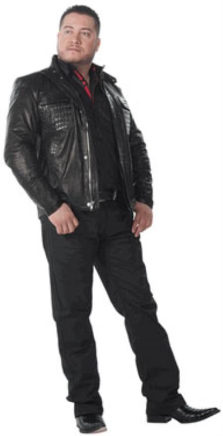 Mensusa Products Wild West Caiman Belly Bomber Style Jackets Black 1217