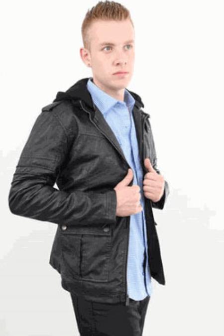 Mensusa Products Wild West Fashion Black Jacket with Hood 147