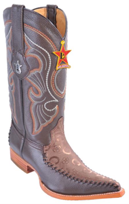 Mensusa Products Fashion Design Leather Brown Los Altos Mens Western Cowboy Boots 3x Toe