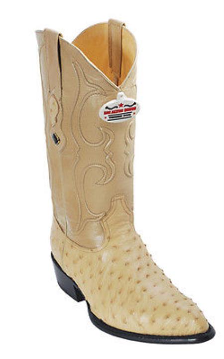 Mensusa Products Full Quill Ostrich Leather Beige Los Altos Men Cowboy Boots Western Rider Style 320