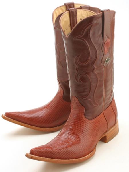 Mensusa Products Ring Lizard Cognac Brown Los Altos Men's Cowboy Boots Western Riding Design