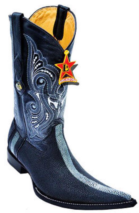 Mensusa Products Genuine Stingray Rowstone Los Altos Black Men's WESTERN Cowboy Boots 6x Toe 325