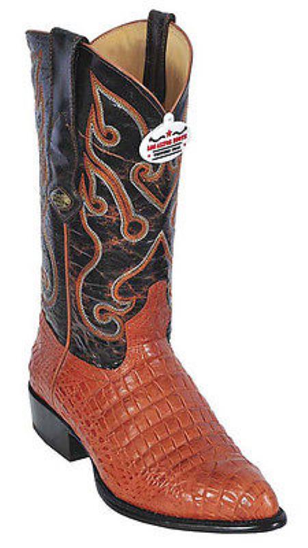 Mensusa Products Croc Belly Print Cognac Vintage Los Altos Men's Cowboy Boots Western Riding