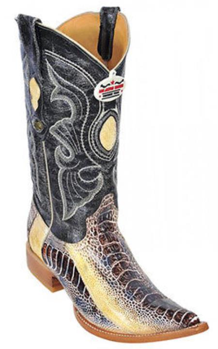 Mensusa Products Ostrich Leg Leather Beige Los Altos Men's Western Boots Cowboy Classics Riding