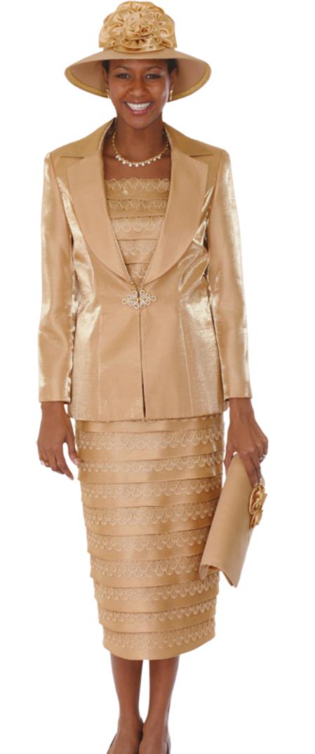 Mensusa Products Women 3 Piece Dress Set Gold