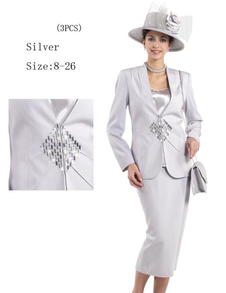 Mensusa Products Women 3 Piece Dress Set Silver