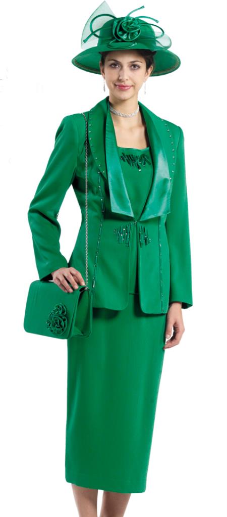 Mensusa Products Women 3 Piece Dress Set Emerald Green