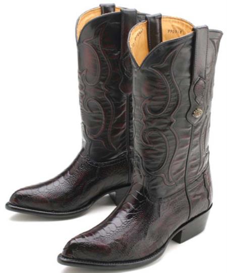 Mensusa Products Ostrich Leg Black Cherry Los Altos Men's Cowboy Boots Western Classics Riding