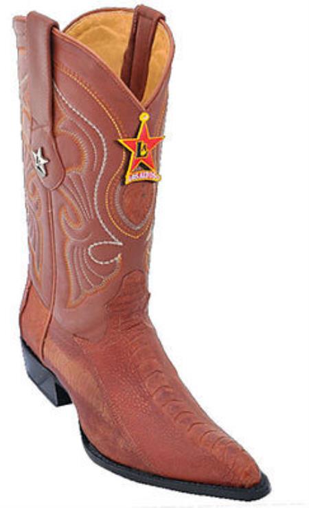 Mensusa Products Mens Los Altos Ostrich Leg Cognac Cowboy Western Boot Leather JToe