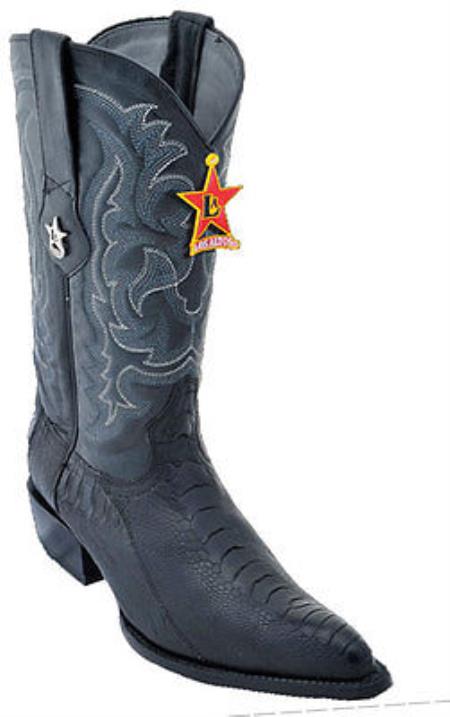 Mensusa Products Mens Los Altos Ostrich Leg Black Cowboy Western Boot Leather JToe