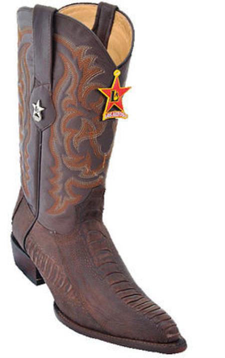 Mensusa Products Mens Los Altos Ostrich Leg Brown Cowboy Western Boot Leather JToe