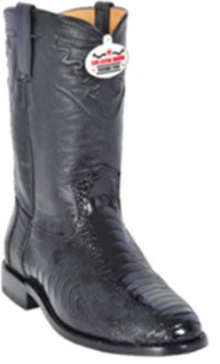 Mensusa Products Los Altos Mens Genuine Black Ostrich Leg Western Cowboy Riding Style Boot