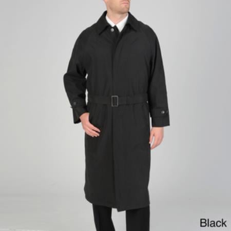 Mensusa Products Men's 'Renny' Fulllength Belted Raincoat Black
