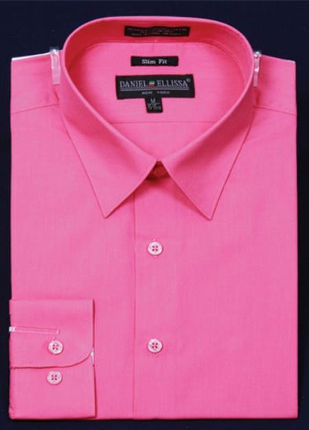 Mensusa Products Men's Slim Fit Dress Shirt Fuchsia Color 29