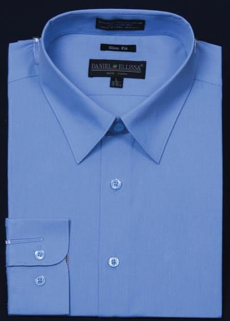 Mensusa Products Men's Slim Fit Dress Shirt Light Blue Color 29