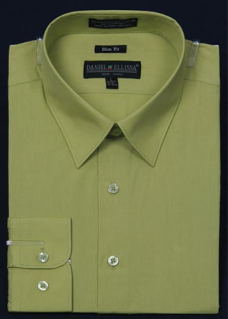 Mensusa Products Men's Slim Fit Dress Shirt Lime Color 29