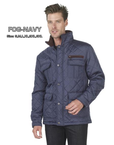 Mensusa Products Long Sleeve Quilted Jacket in Blue or Brown